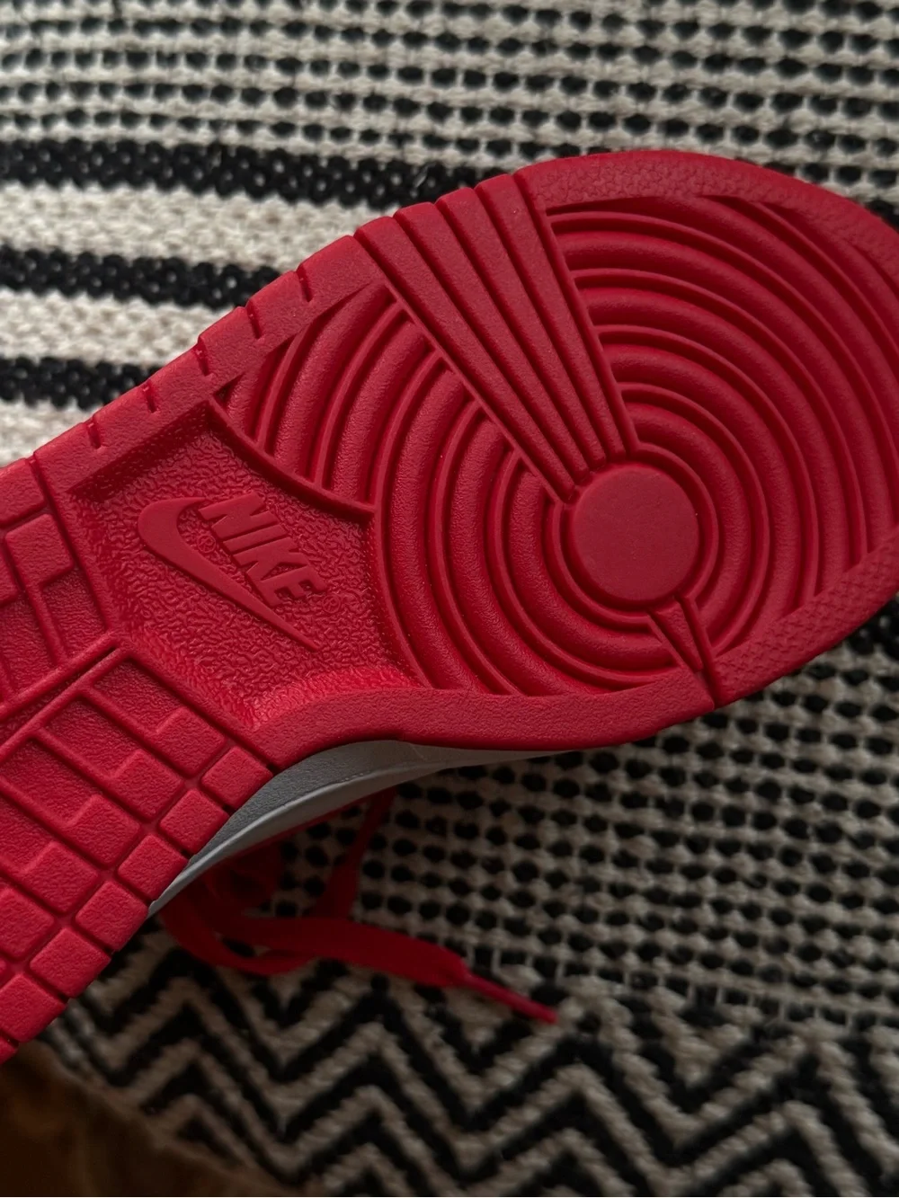 Nike Red and White High-Top Sneaker